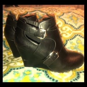 Black Wedge Booties